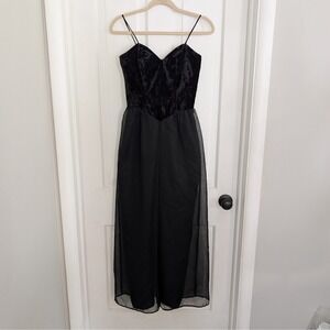 VTG Velvet‎ Jumpsuit SIZE 3/4 Y2K Whimsigoth Event Party Chiffon Wide Leg USA